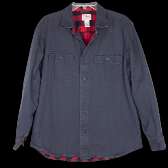 L.L. Bean Men’s Traditional Fit Flannel-Lined Shirt Jacket M-Reg - Picture 2 of 10